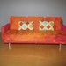 Midcentury Modern Miniature Sofa in Orange Silk
