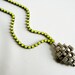 Vintage 1950s One Of A Kind Hand Painted Neon Yellow Rhinestone Necklace
