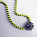 Vintage 1950s One Of A Kind Hand Painted Neon Yellow Rhinestone Necklace