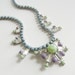 Vintage 1950s One Of A Kind Hand Painted Blue Mint and Lilac Rhinestone Necklace
