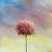 ORIGINAL Abstract Tree Oil Painting, Pink Blue and Yellow Contemporary Art, Textured Canvas, 5 x 7, All In a Day