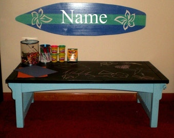 4 Foot Surfboard wall art, Beach decor wall hanging (Will personalize for free) Kids room sign