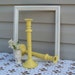 2 Yellow Candlesticks / Shabby Chic Decor / Vintage Candleholders