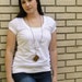 Small Tan Leather Book Necklace - Book Pendant with strap on Bronze Chain