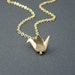 Gold Origami Crane Necklace, Origami Bird Necklace