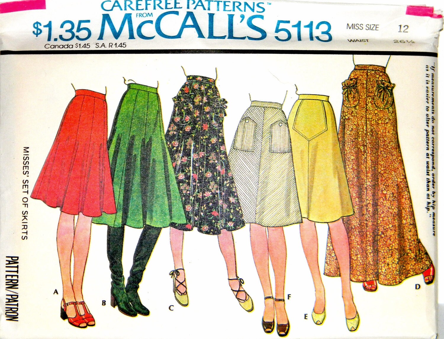 Sewing pattern uncut. Gored skirts. Aline skirts. 70s Misses