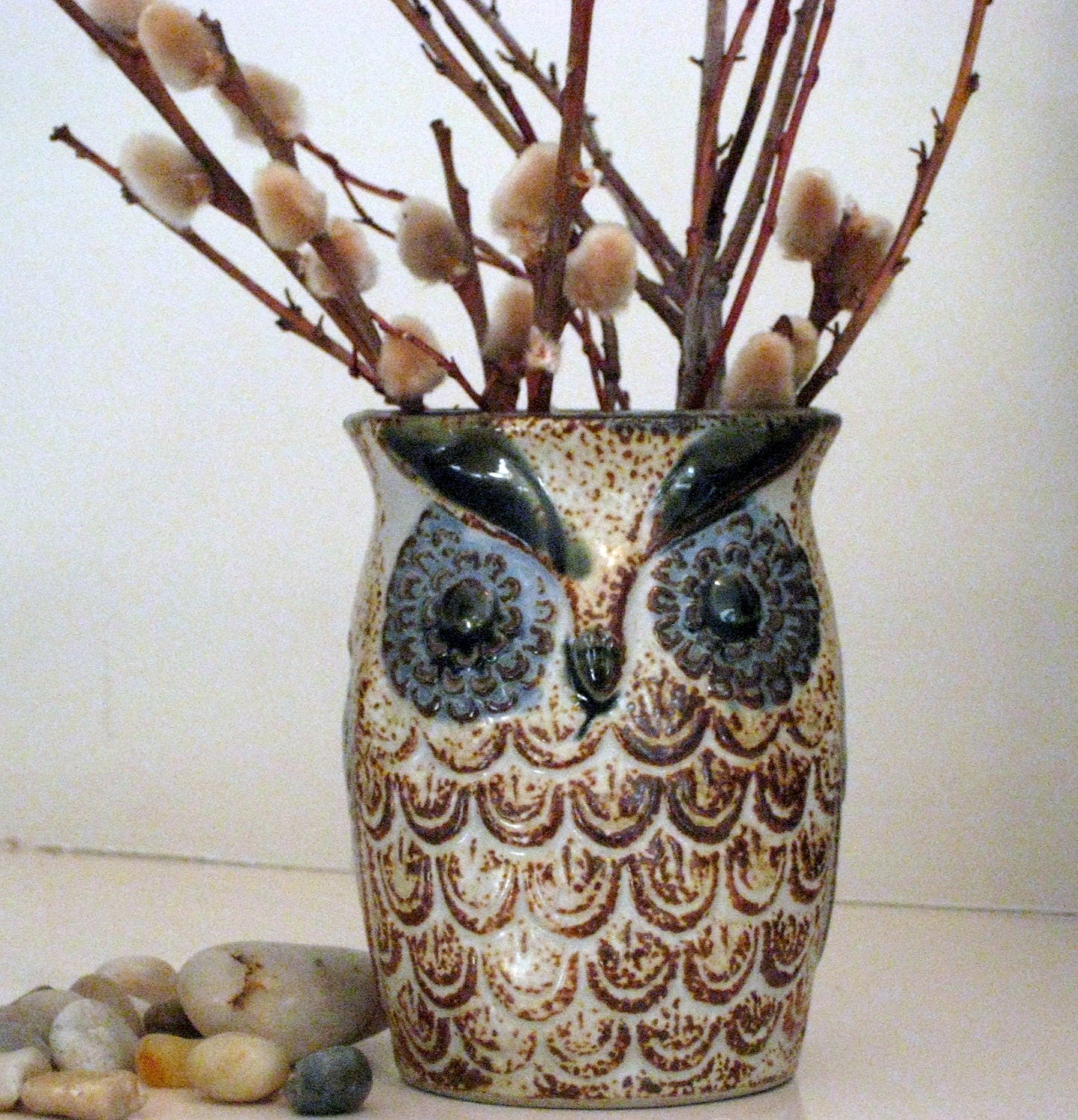 Vintage Pottery Owl Vase Flower vase Nature inspired owl