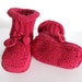 Baby girl booties: hand knitted baby girl booties, red wool yarn