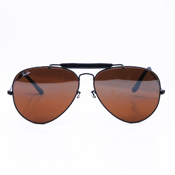 Vintage Ray Ban Driving Black BROWN Lens 58 mm Sunglasses