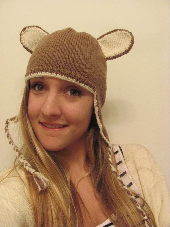 Items similar to Brown Mouse Ears Hat on Etsy