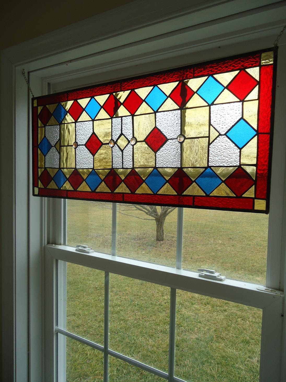 Stained Glass Transom Window Suncatcher Panel Valance 30
