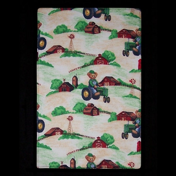 Burp Cloth Farmer Ted features barns and a teddy bear farmer