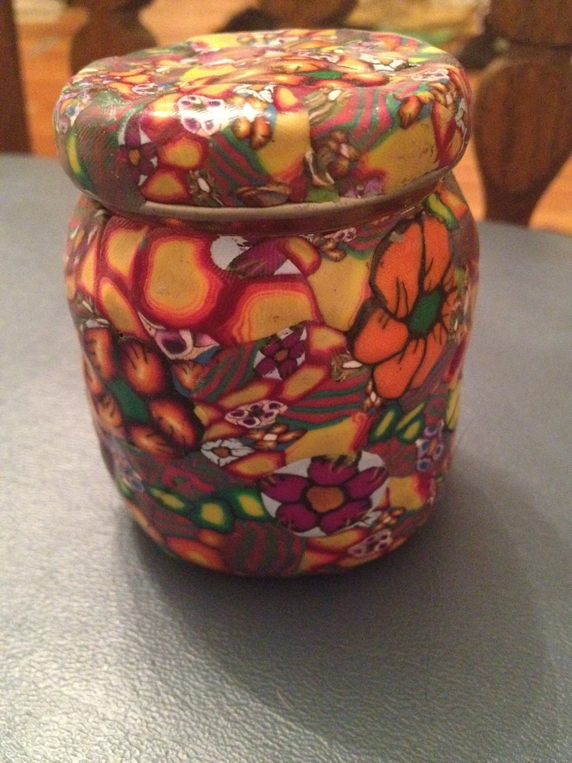 Flower Explosion Millefiori Polymer Clay Jar by whosyourkittie