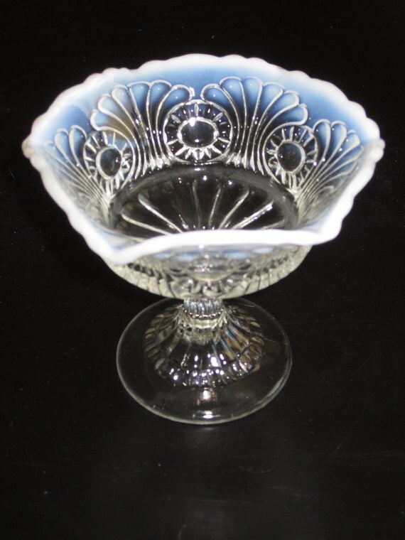 Vintage Fenton Art Glass Opalescent Footed Compote Vase