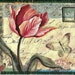 Pretty Fabric Postcard with butterfly and flower