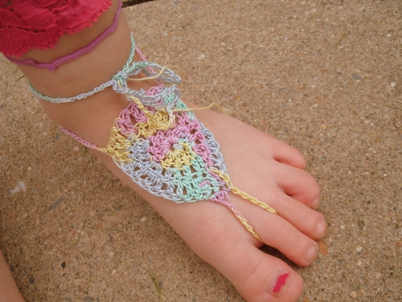 Handmade Crocheted Childrens Barefoot Sandals by GoldenHandsDesign