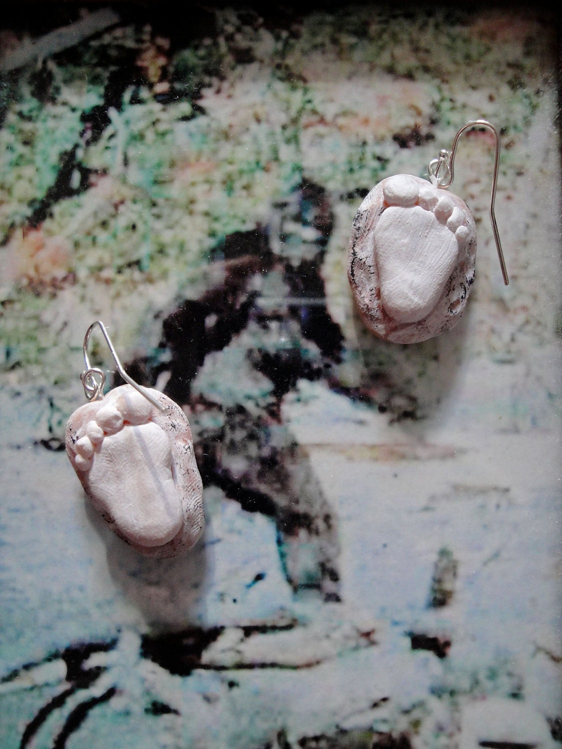 Bigfoot Plaster Cast Footprint earrings by bigfootbazaar on Etsy