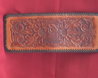 Hand Tooled Leather Checkbook Cover