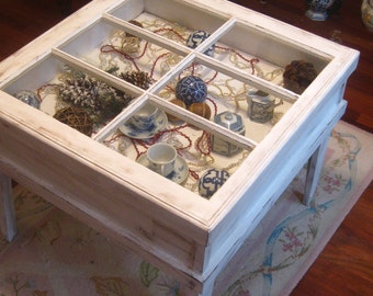 Shadow Box Table, Window Table, Reclaimed Window Table, Shabby Chic Window Table