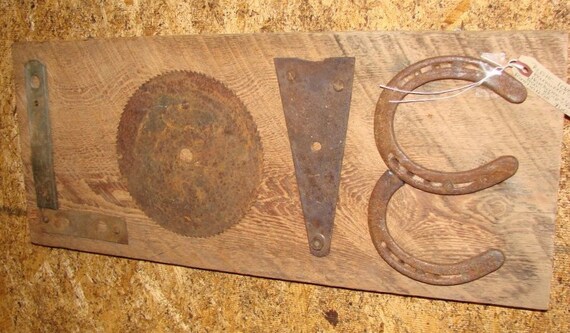 Barnwood sign Rustic Wall Decor Rusty Farm Tool Sign Rustic