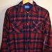 Vintage Pendleton 100% Virgin Wool Men's Shirt sz L Plaid Red Green Blue Loop