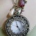 Pocket watch pendant, watch pendant, filigree watch pendant with rose lamp work beads and stylish charms