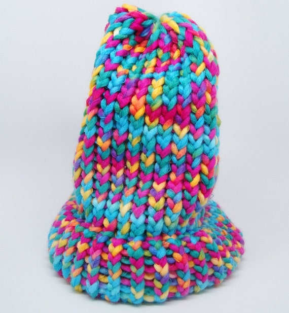 Adult Size Loom Knit Hat with Brim