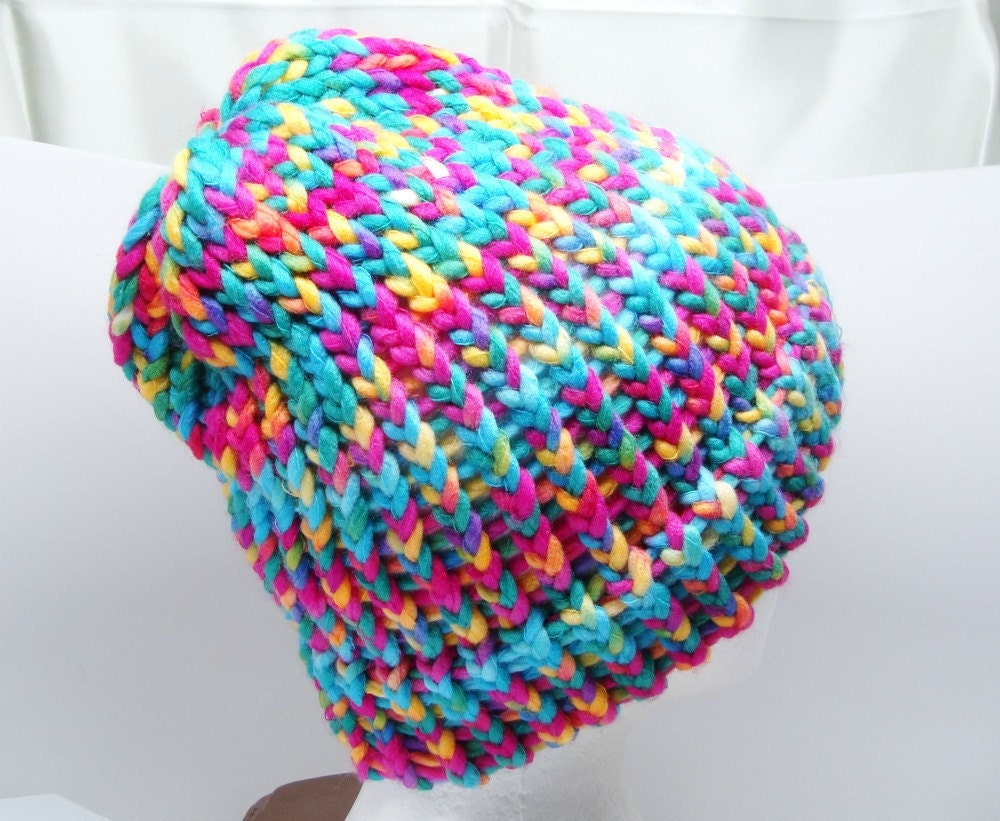 Adult Size Loom Knit Hat with Brim