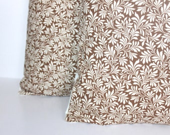 CLEARANCE // ONE 18x18 Brown and Cream Ivy Pillow Cover