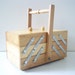 Vintage Wooden Accordion Sewing Notions Box