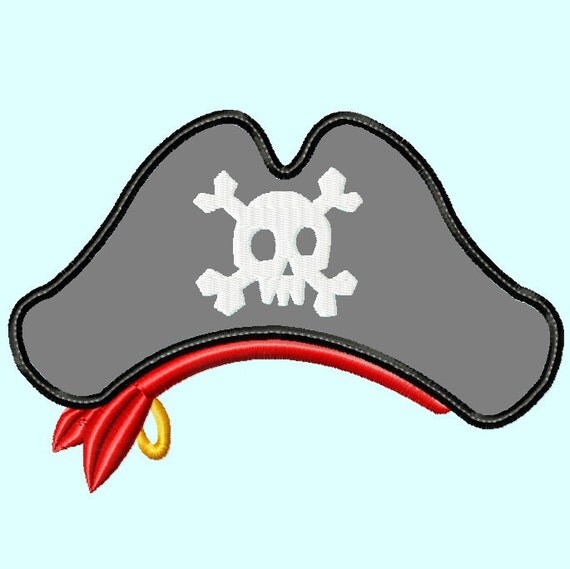 Items similar to Pirate Hat Facing front APPLIQUE Embroidery Design 4 ...