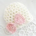 NEWBORN HAT, cream and pink hat, crochet hat, baby hat,soft cotton,girls hats, summer trends, summer hat, happy, sweet,