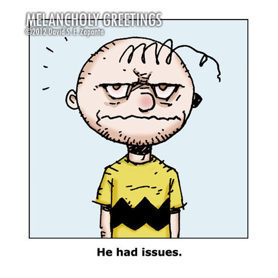 Melancholy Greetings Funny Charlie Brown greeting card