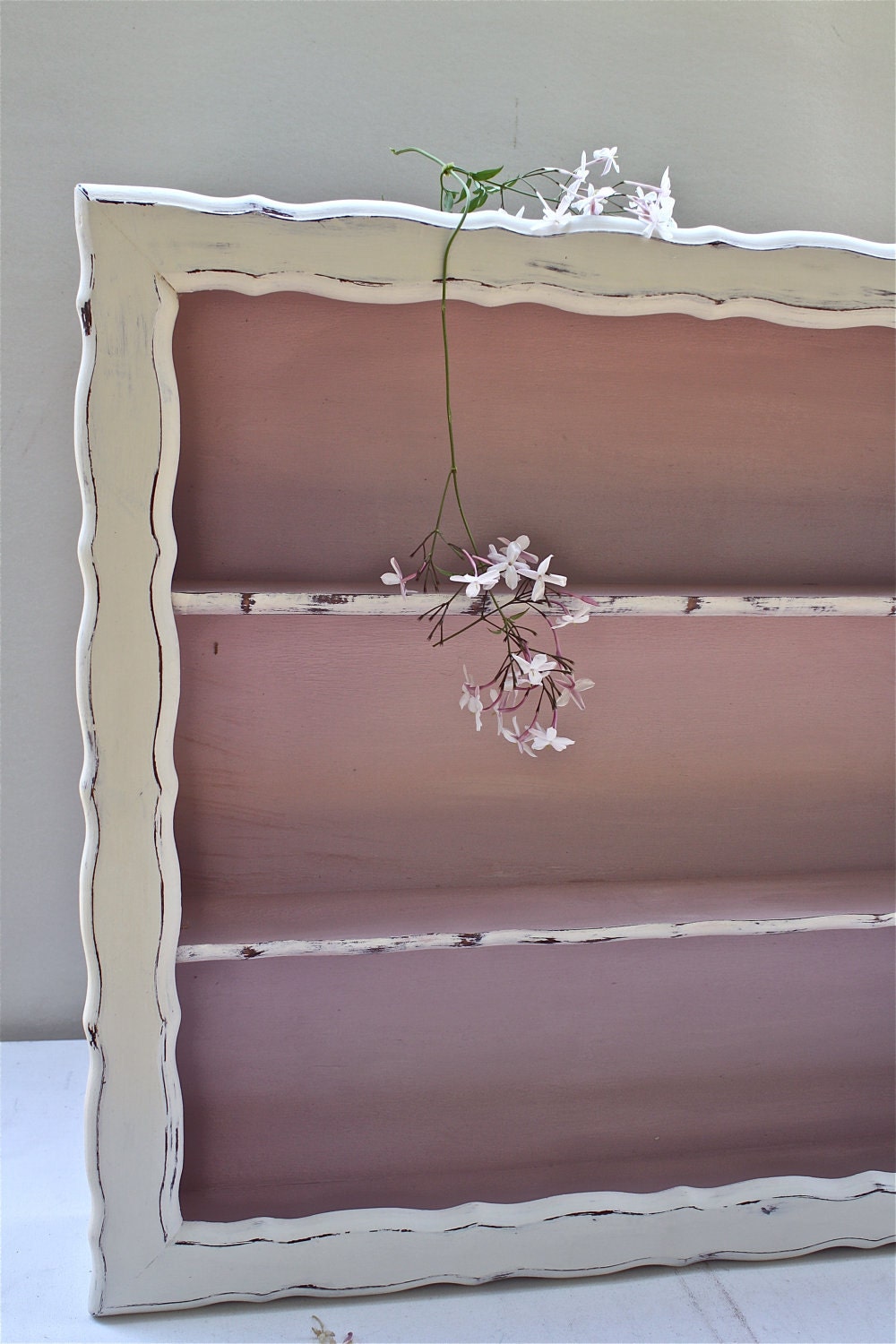 Vintage Shelf / Hand Painted Display / Distressed Wall Shelf