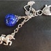 Unicorn Winged Heart Blue Crackle Glass Marble Keychain