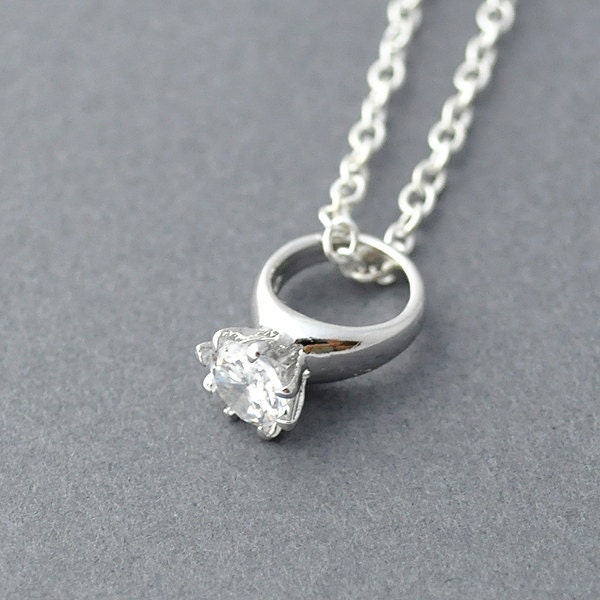 silver ring Necklace wedding ring Necklace diamond ring
