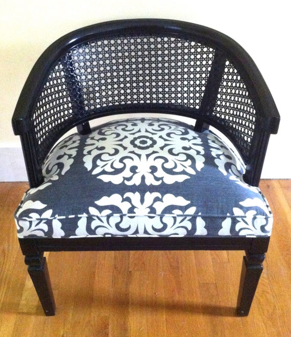 RESERVED FOR CHRISTINE The Kohl Chair A Black Caned Barrel