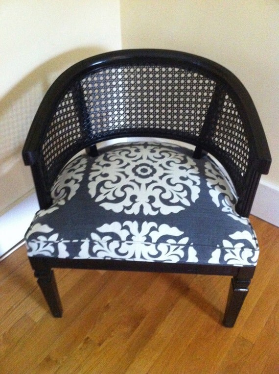 RESERVED FOR CHRISTINE The Kohl Chair A Black Caned Barrel