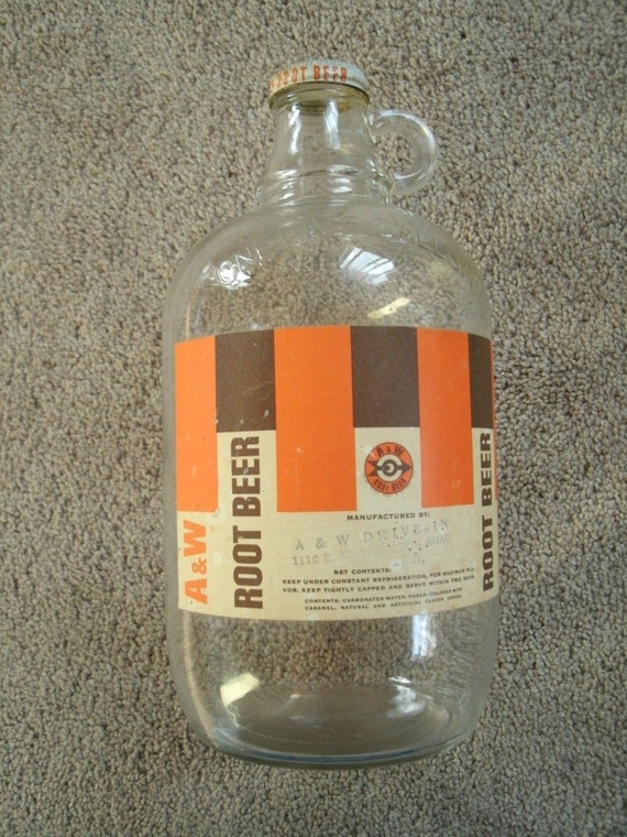A&W Root Beer Half Gallon Glass Jug with Metal Cap from
