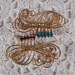 Pair vintage brooches Amythest Aqua Rhinestone