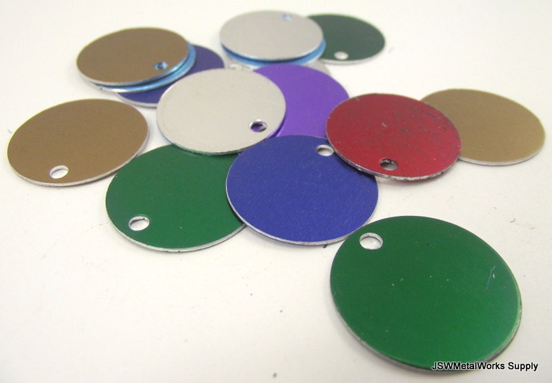 20 1 inch Anodized Aluminum Tags Large Blank Discs