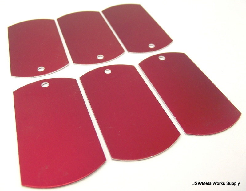 12 Large Red Anodized Aluminum Dog Tags Large Blank Discs