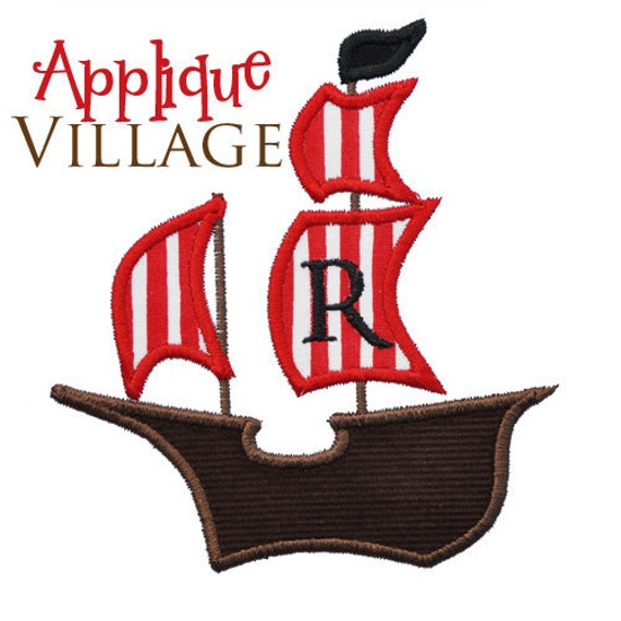 Pirate Ship Applique Embroidery Design by appliquevillage ...