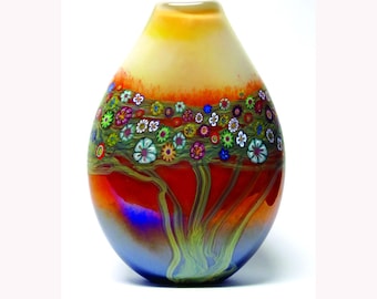 Hand Blown Art Glass Vase - Mango Vines Vase