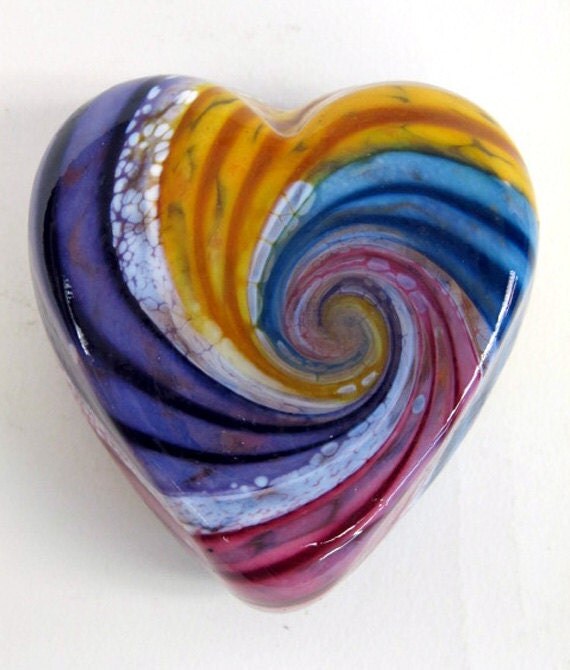 Rainbow Heart Paperweight By Hansonartglass On Etsy