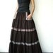 NO.41 Dark Greyish Brown Muslin Cotton Tiered Peasant Maxi Skirt