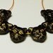 Black Cat Gold Speckled with Gold etched cat features Beads 13mm(height) x 12mm(width) (Qty.6)