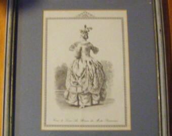 Victorian Framed Matted Fashion Picture Cour de Louis A Bureau des Modes Parisiennes
