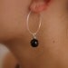 Charcoal Grey Black Onyx Bead Hoop Earrings