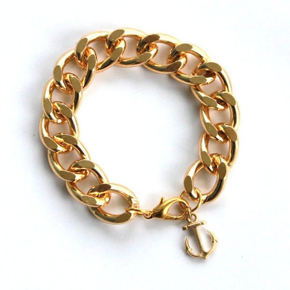 Nautical Gold Chain Bracelet with Gold Anchor Boardwalk